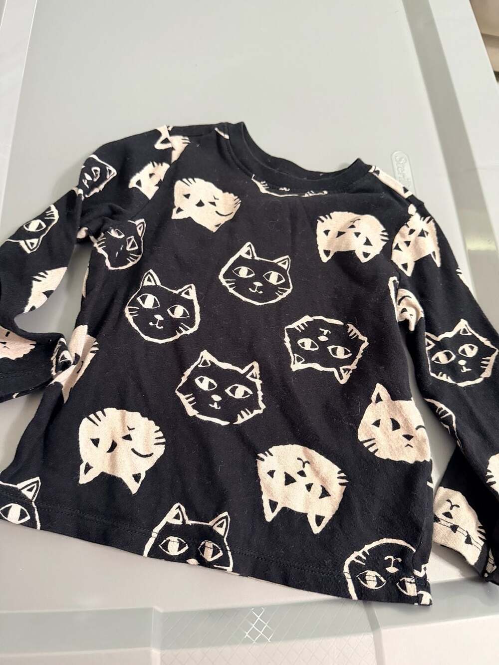 Old Navy Cat Print Long Sleeve T-Shirt Size 2T Black